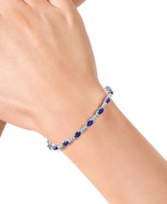 EFFY&reg; Sapphire (3-1/20 ct. t.w.) & Diamond (1/5 ct. t.w.) Tennis Bracelet in Sterling Silver