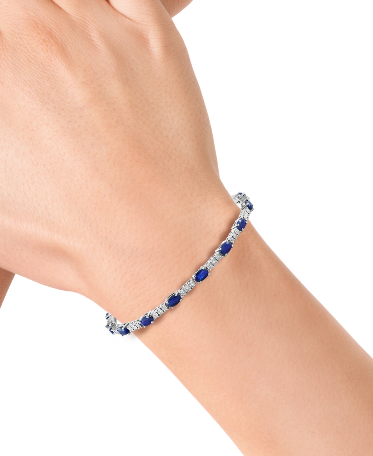 Effy(3-1/20 ct. t.w.) & Diamond (1/5 ct. t.w.) Tennis Bracelet in Sterling Silver - Sapphire