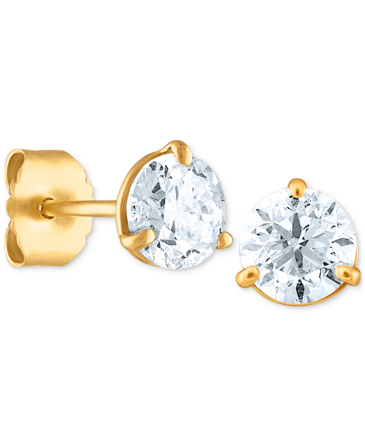 Certified Near Colorless Diamond Stud Earrings (1 ct. t.w.) in 18k Gold