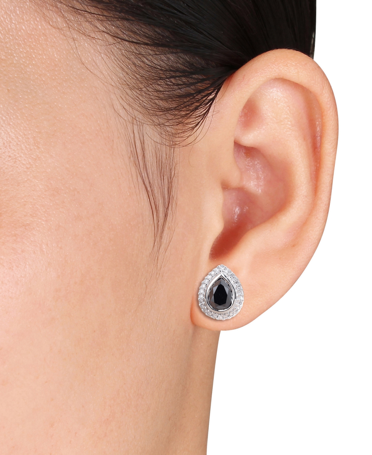 Black & White Diamond Pear-Cut Halo Stud Earrings (2-1/5 ct. t.w.) in 14k- White Gold