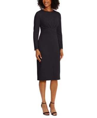 Women's Scuba-Crepe Gathered Midi Dress