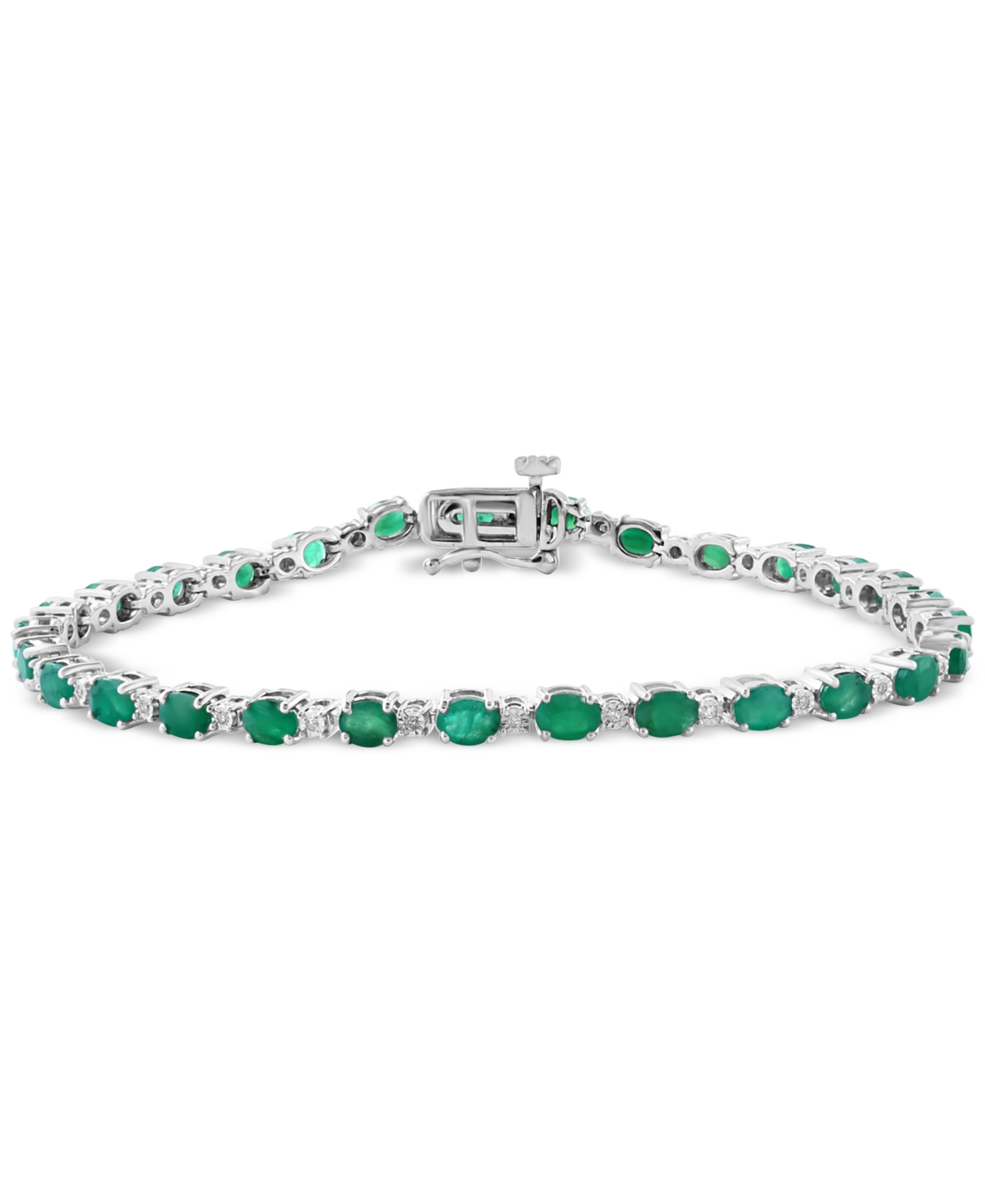 Effy Emerald (4-3/8 ct. t.w.) & Diamond (1/20 ct. t.w.) Link Bracelet in Sterling Silver - Sterling Silver
