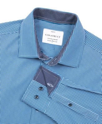 ConStruct - Men's Slim-Fit Check Pattern Performance Dress Shirt
