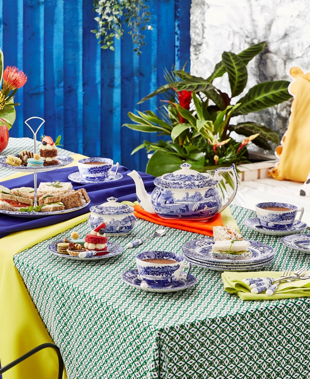 Spode Blue Italian Tea Serving Set In Blue