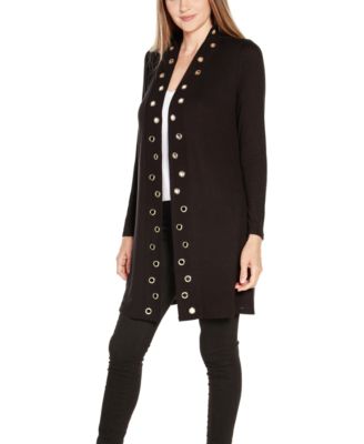 Women's Long Sleeve Grommet-Trim Cardigan Top