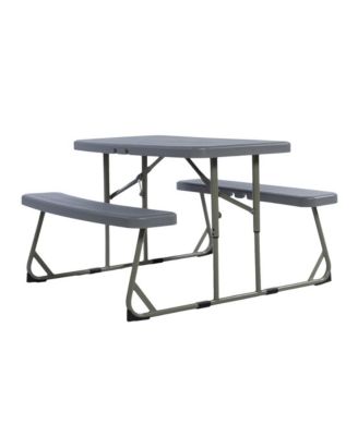 Aryka Kid'S Easy Fold Waterproof, Stain And Impact Resistant Plastic Picnic Table With Benches And Steel Tube Frame