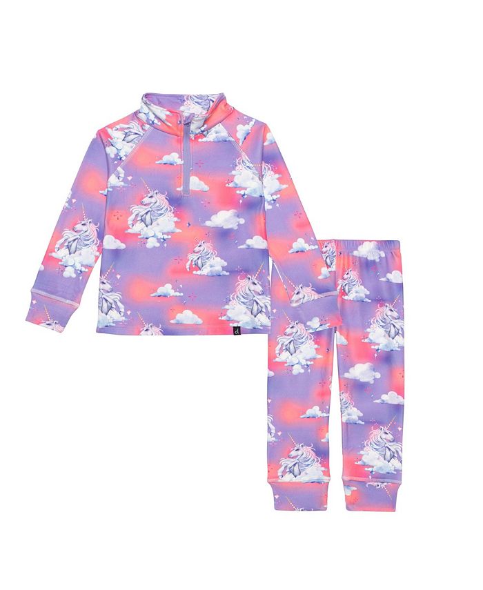 Deux par Deux Girl Two Piece Thermal Underwear Set Lavender With