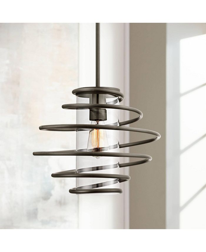 Franklin Iron Works 10-Light Linear Pendant Chandelier - Heritage Bronze, Clear Glass, 44 Inch Wide - View #10