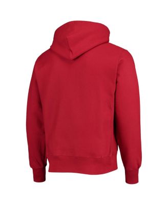 Men's Crimson Distressed Oklahoma Sooners Vault Logo Reverse Weave Pullover Hoodie