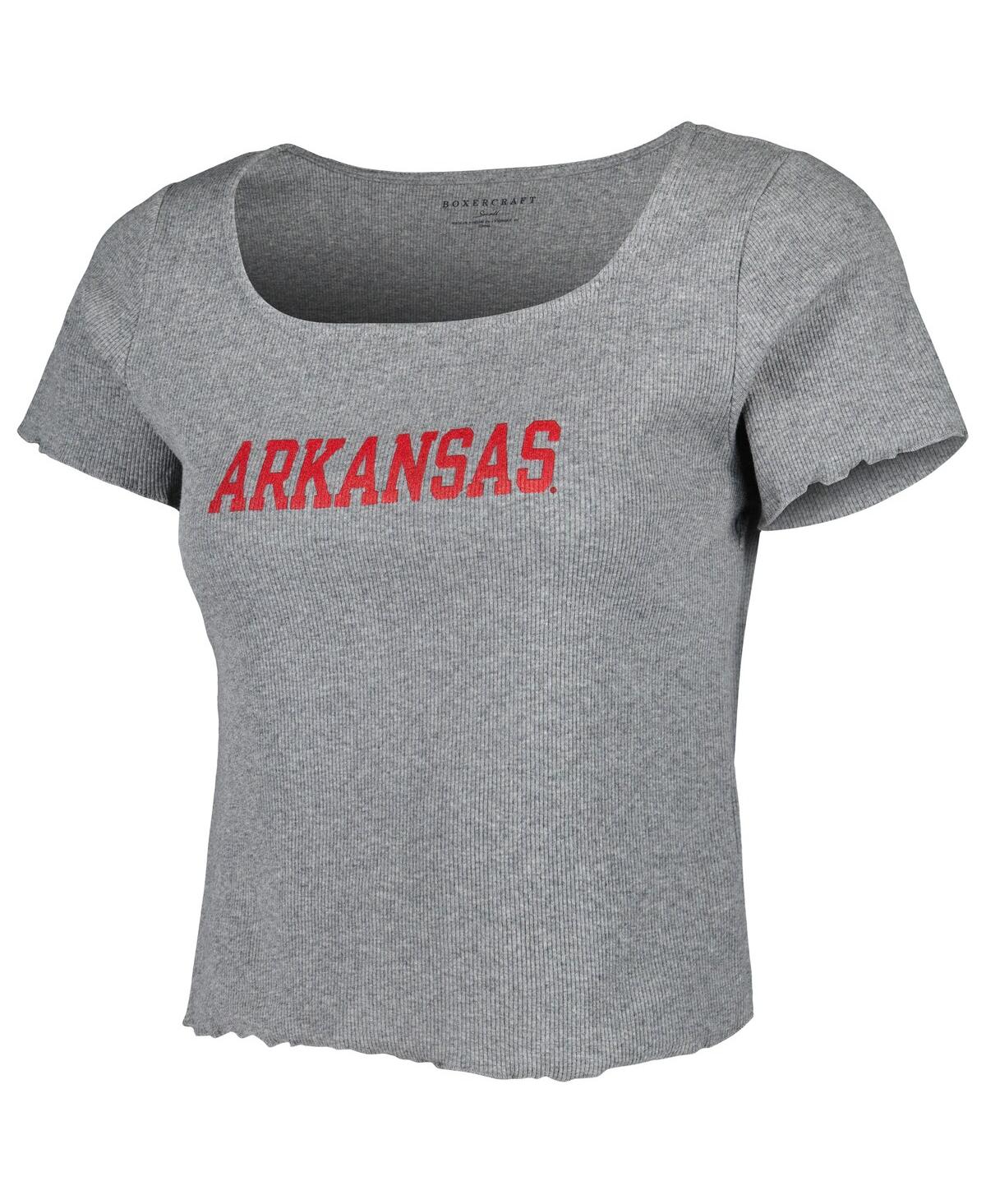 Shop Boxercraft Women's Gray Arkansas Razorbacks Baby Rib Lettuce-edge Trim T-shirt