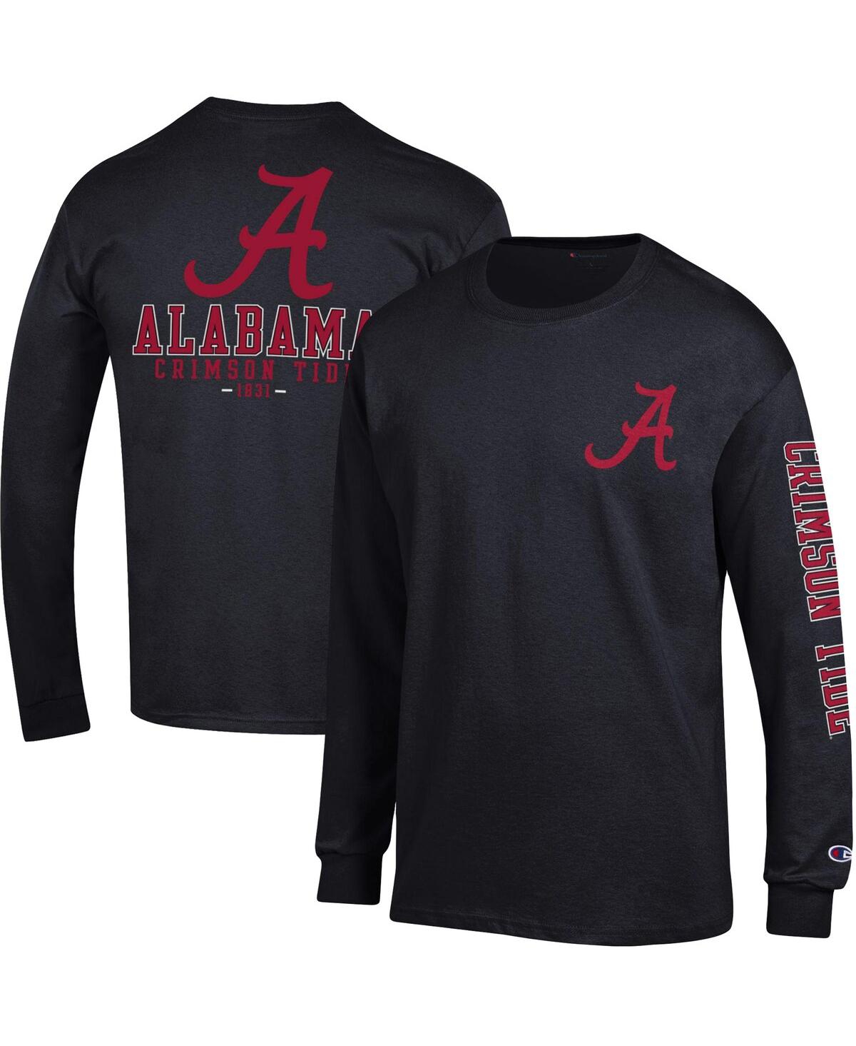 Shop Champion Men's  Black Alabama Crimson Tide Team Stack 3-hit Long Sleeve T-shirt