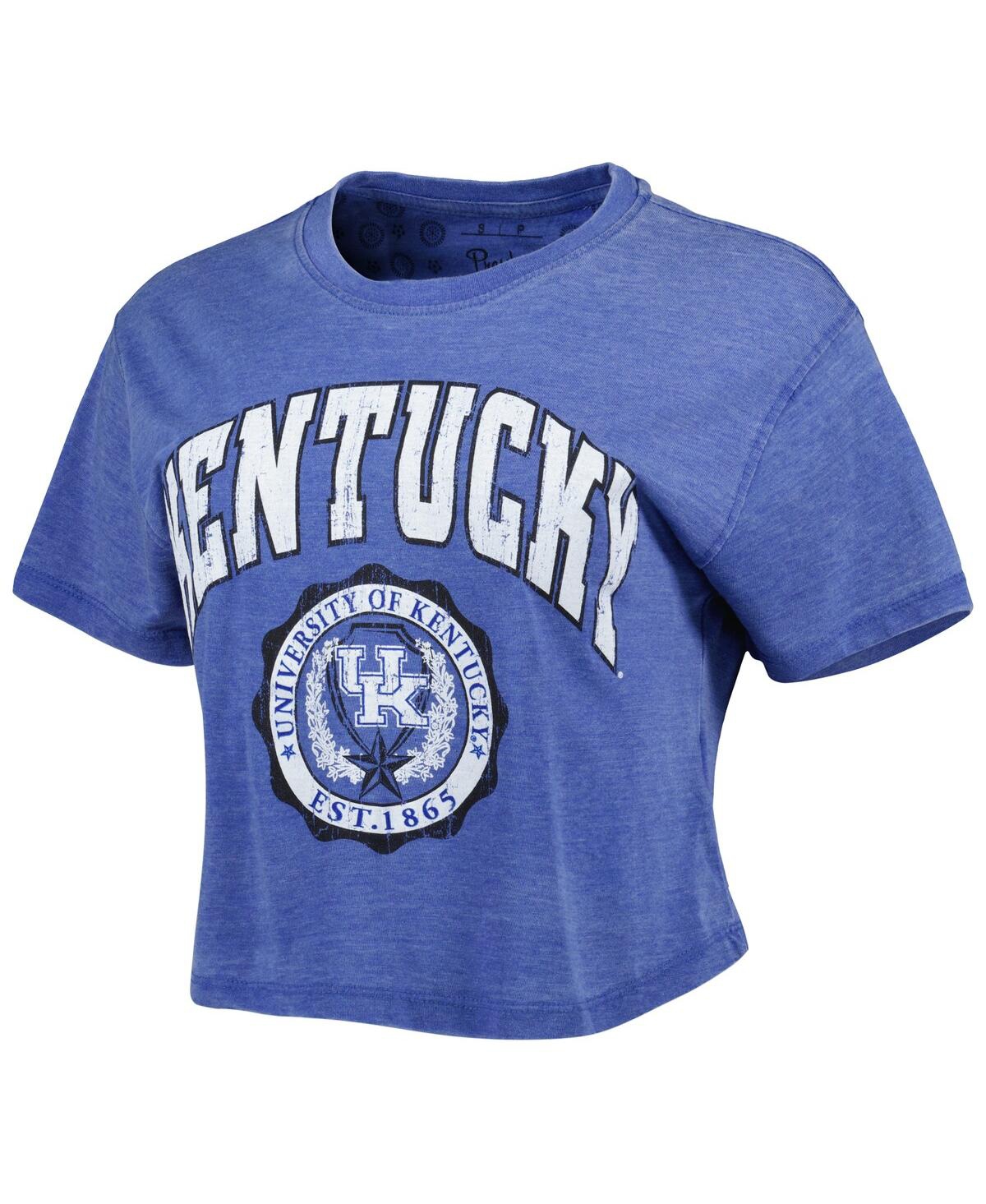 Pressbox Royal Kentucky Wildcats Edith Vintage Burnout Crop T-shirt In Royal