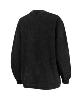 Women's Black Distressed Kentucky Wildcats Comfy Cord Vintage-Like Wash Basic Arch Pullover Sweatshirt