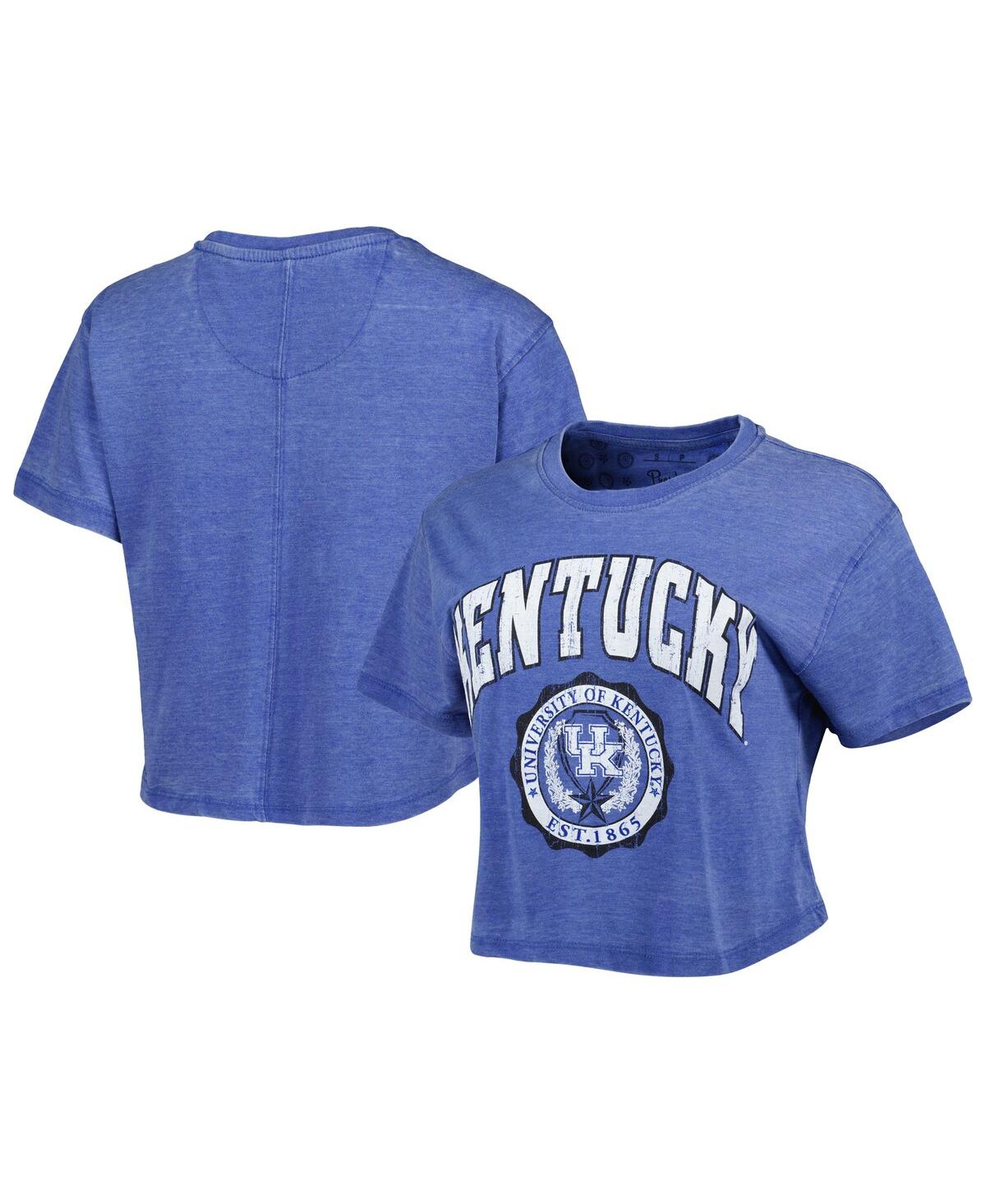 Pressbox Royal Kentucky Wildcats Edith Vintage Burnout Crop T-shirt In Royal