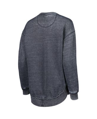 Women's Black Distressed Nebraska Huskers Vintage-Like Wash Pullover Sweatshirt