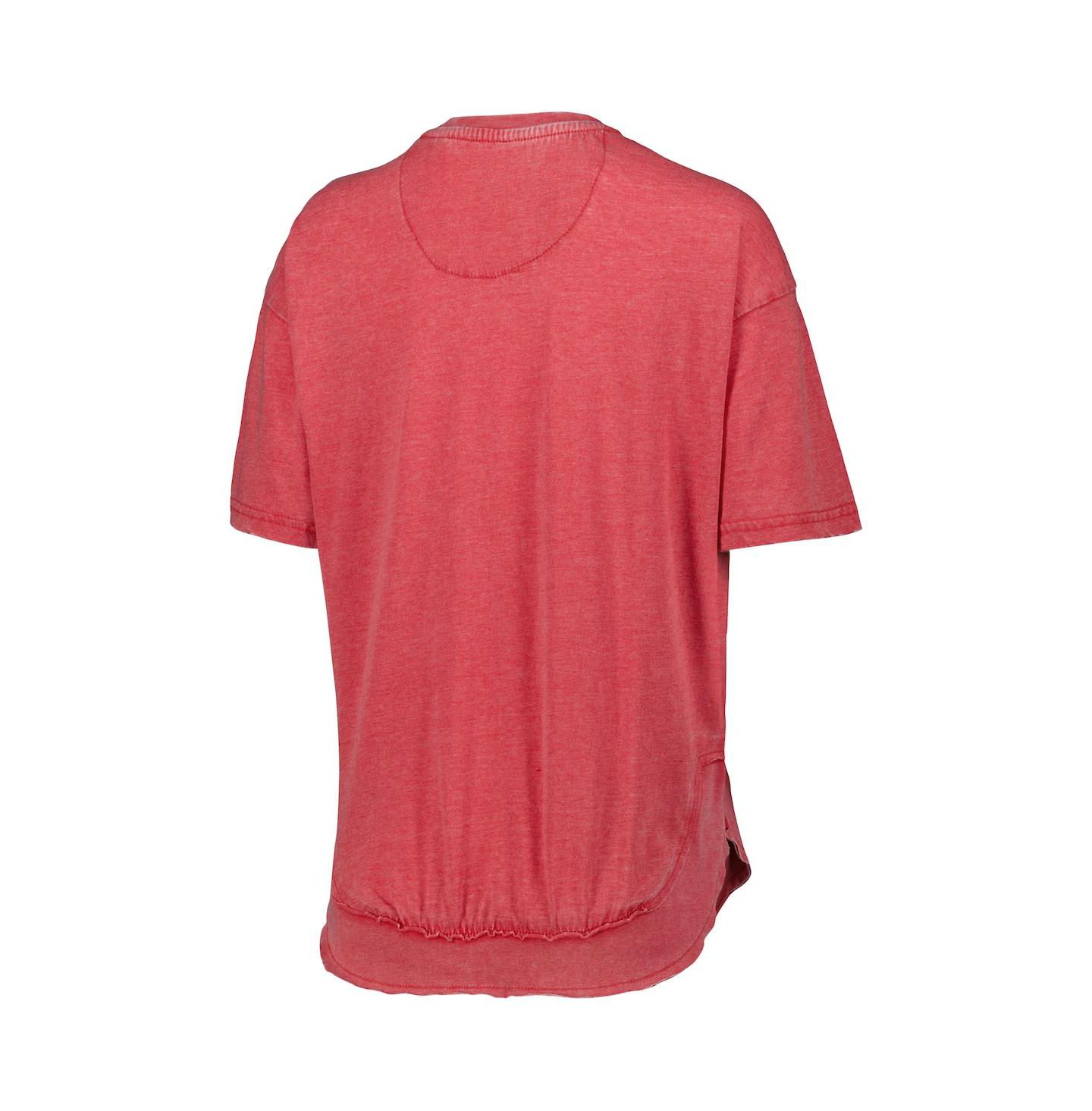 Женская футболка Pressbox Heathered Red Distressed Wisconsin Badgers Arch Poncho — фото 3