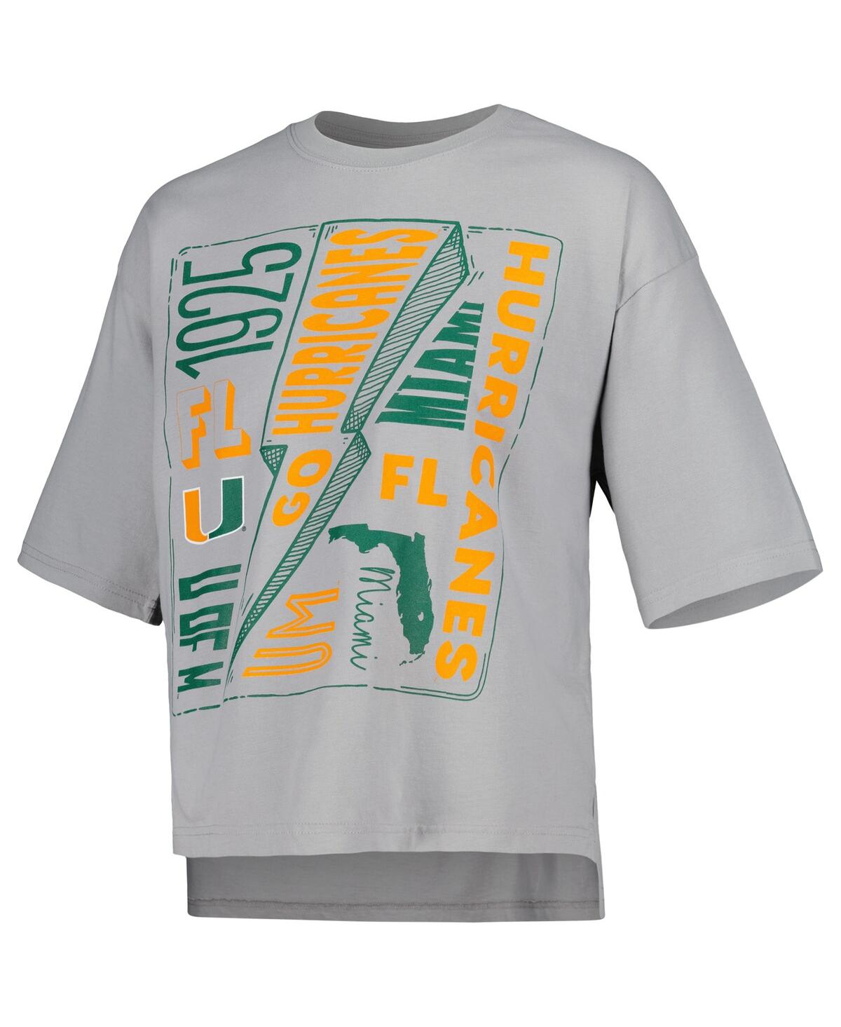 PRESSBOX WOMEN'S PRESSBOX SILVER MIAMI HURRICANES ROCK & ROLL SCHOOL OF ROCK T-SHIRT 