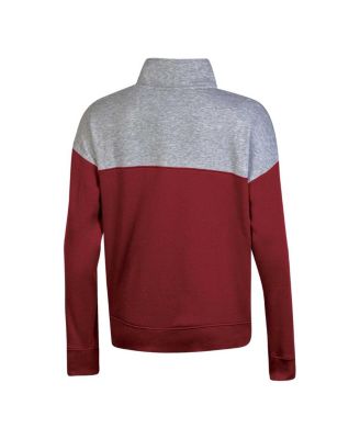 Women's Crimson Oklahoma Sooners Color-Blocked Quarter-Zip Sweatshirt