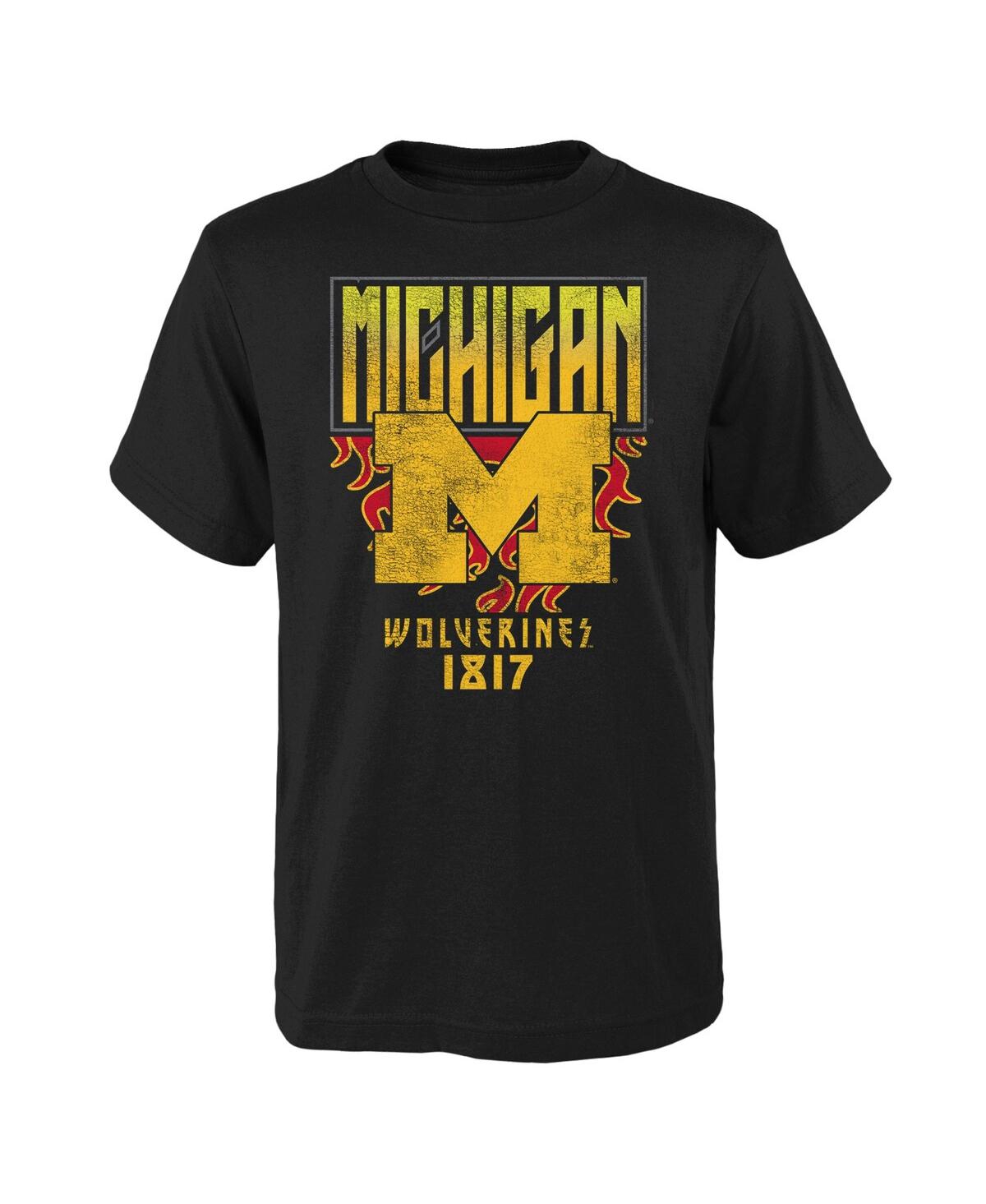 Outerstuff Kids' Big Boys Black Distressed Michigan Wolverines The Legend T-shirt