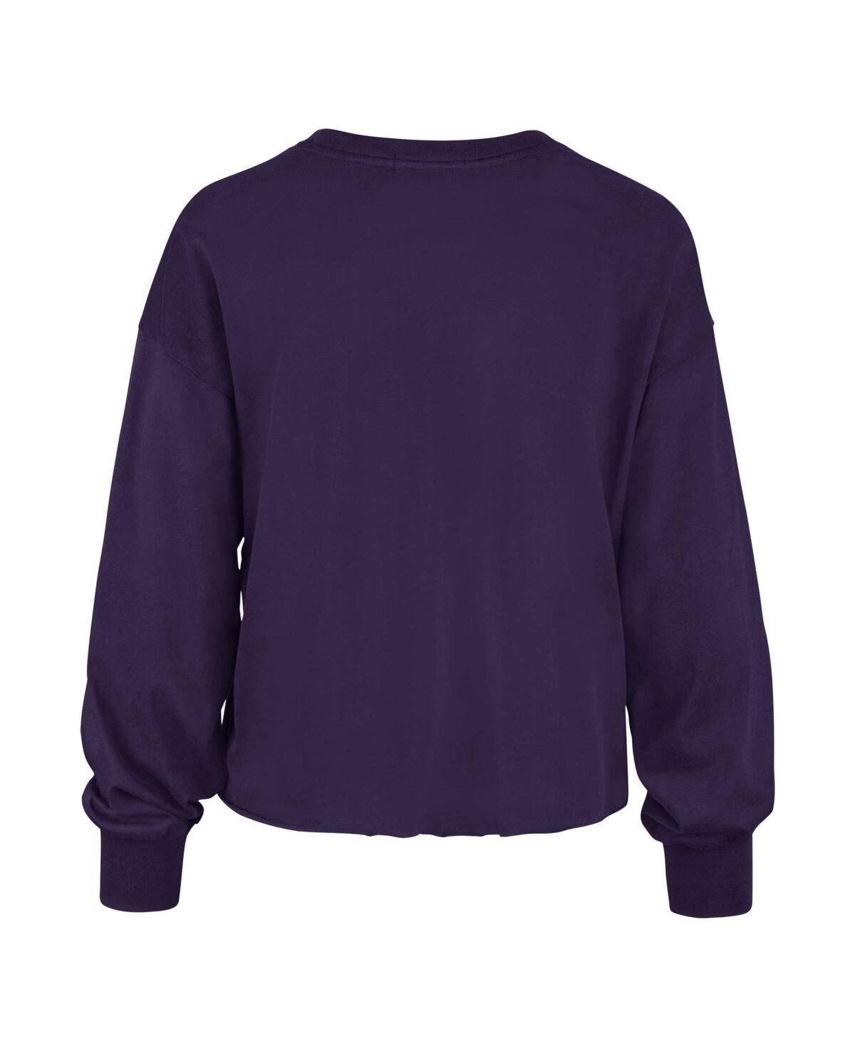 47 BRAND WOMEN'S '47 BRAND PURPLE DISTRESSED LSU TIGERS BOTTOM LINE PARKWAY LONG SLEEVE T-SHIRT 
