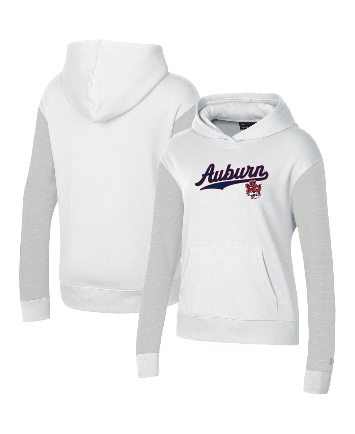 UNDER ARMOUR WOMEN'S UNDER ARMOUR WHITE AUBURN TIGERS ALL DAY PULLOVER HOODIE
