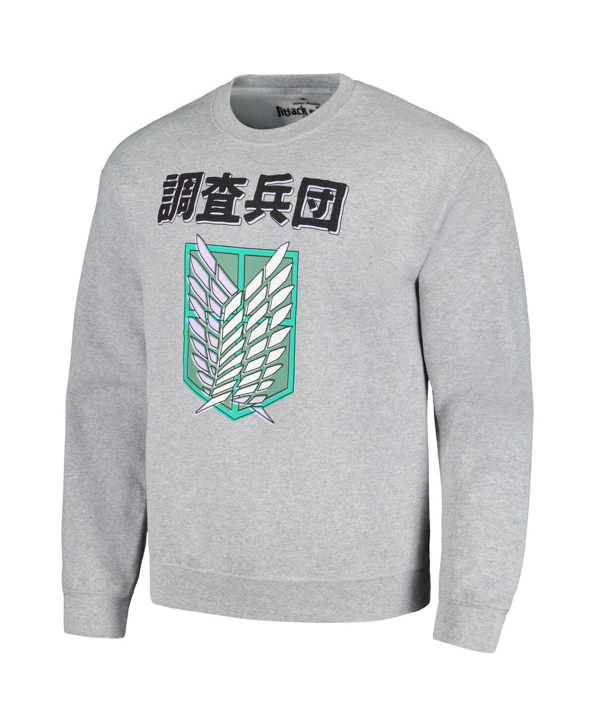 Shop Ripple Junction Men's And Women's  Heather Gray Attack On Titan Graphic Fleece Sweatshirt