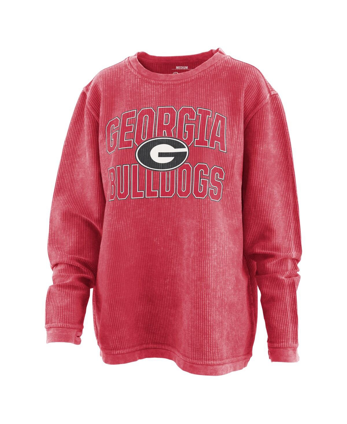 Shop Pressbox Women's  Red Distressed Georgia Bulldogs Maxima Oversized Pullover Sweatshirt