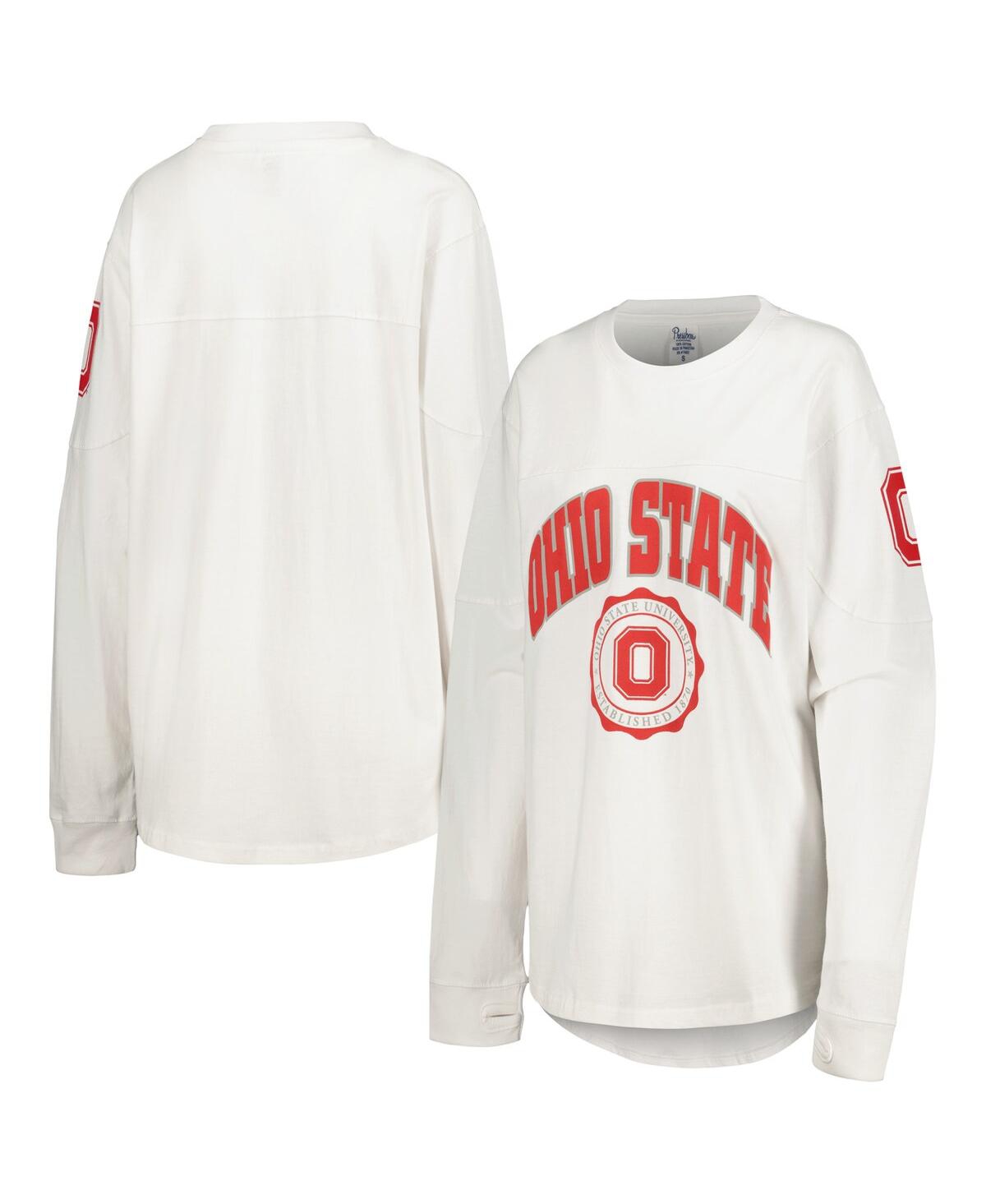 Pressbox Women's  White Ohio State Buckeyes Edith Long Sleeve T-shirt