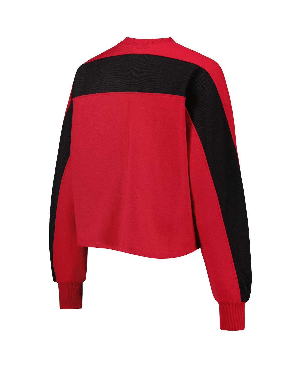 GAMEDAY COUTURE WOMEN'S GAMEDAY COUTURE CRIMSON OKLAHOMA SOONERS BACK TO REALITY COLORBLOCK PULLOVER SWEATSHIRT 