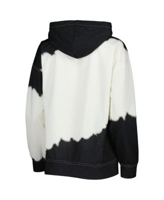 Women's White, Black Distressed Cincinnati Bearcats For the Fun Double Dip-Dyed Pullover Hoodie