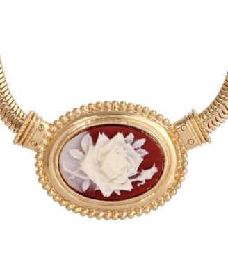 Resin Rose Cameo Collar Necklace