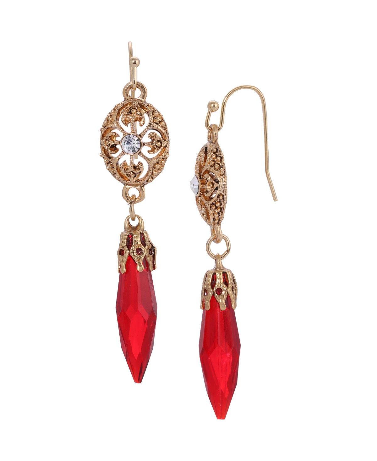 2028 Crystal Acrylic Icicle Drop Earrings In Red