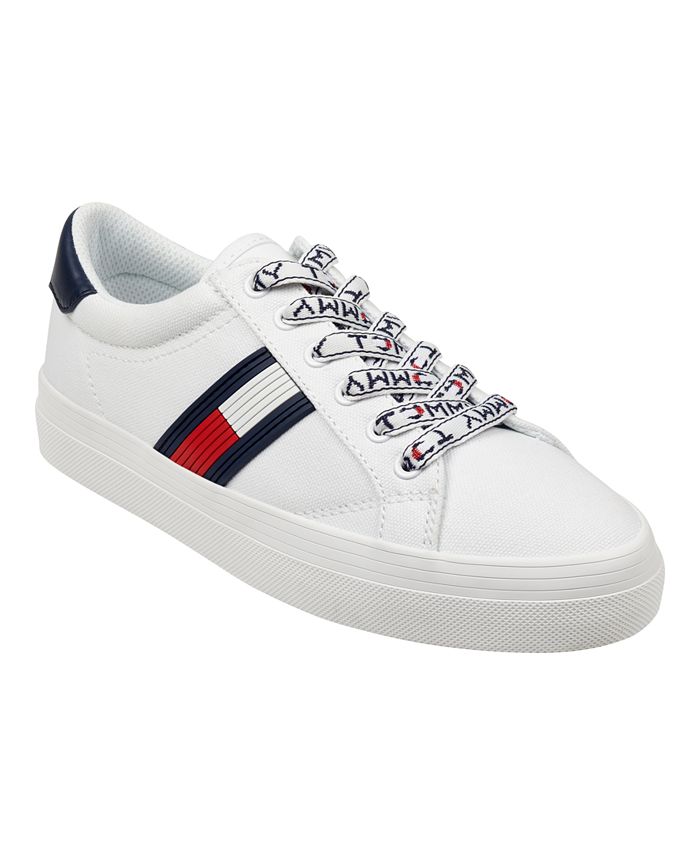 Tommy Hilfiger Women's Anni White Multi Ankle-High Leather Fashion Sneaker  - 5.5M 