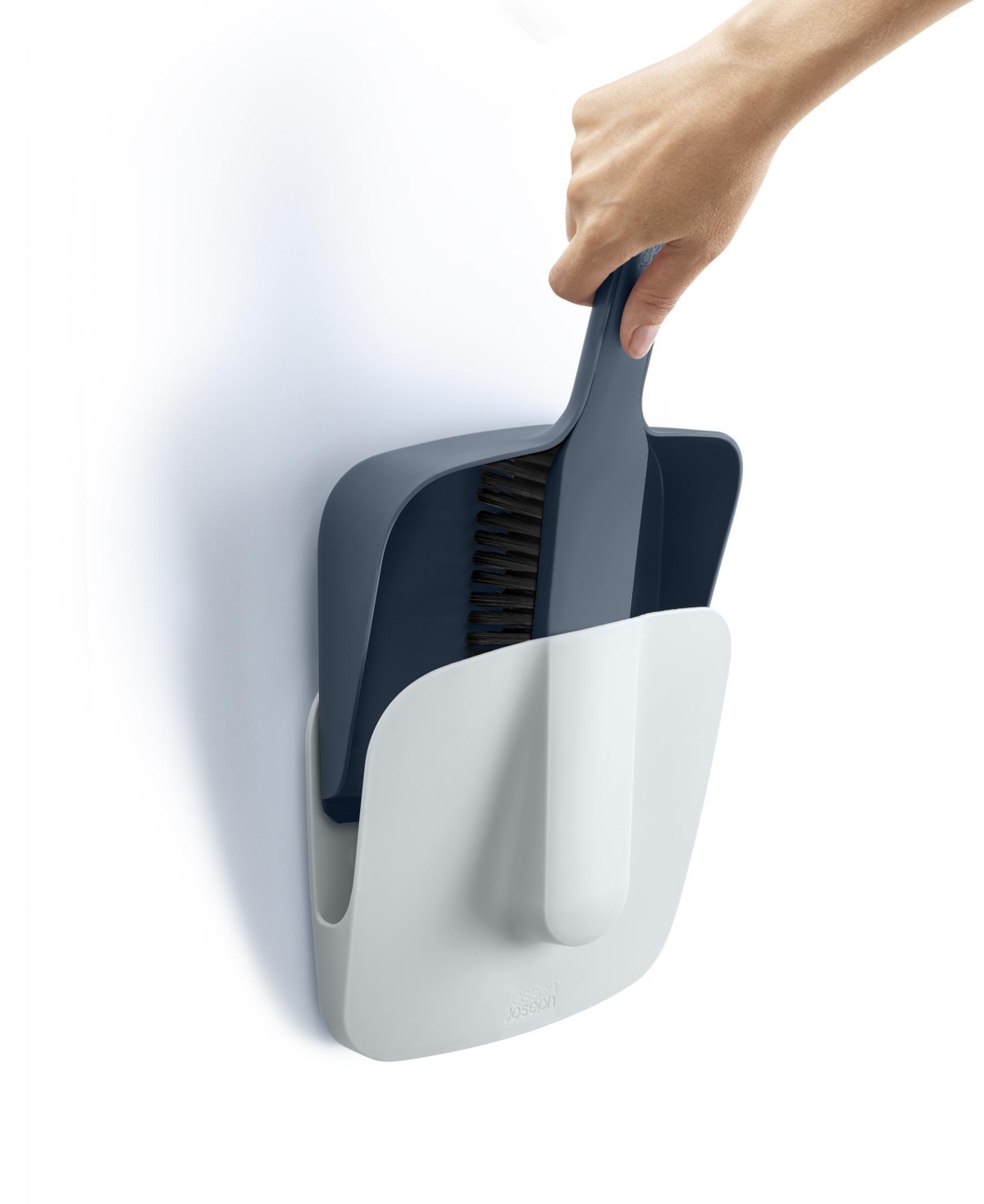 Joseph Joseph Cleanstore Wall-mounted Dustpan Brush With Dust-shield Storage In Blue