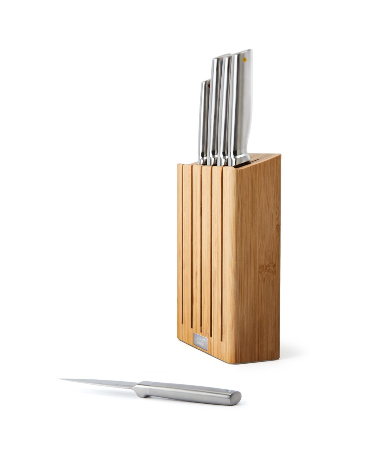 Joseph Joseph Elevate Steel Knives Bamboo 5-piece Knife Block Set In Beige