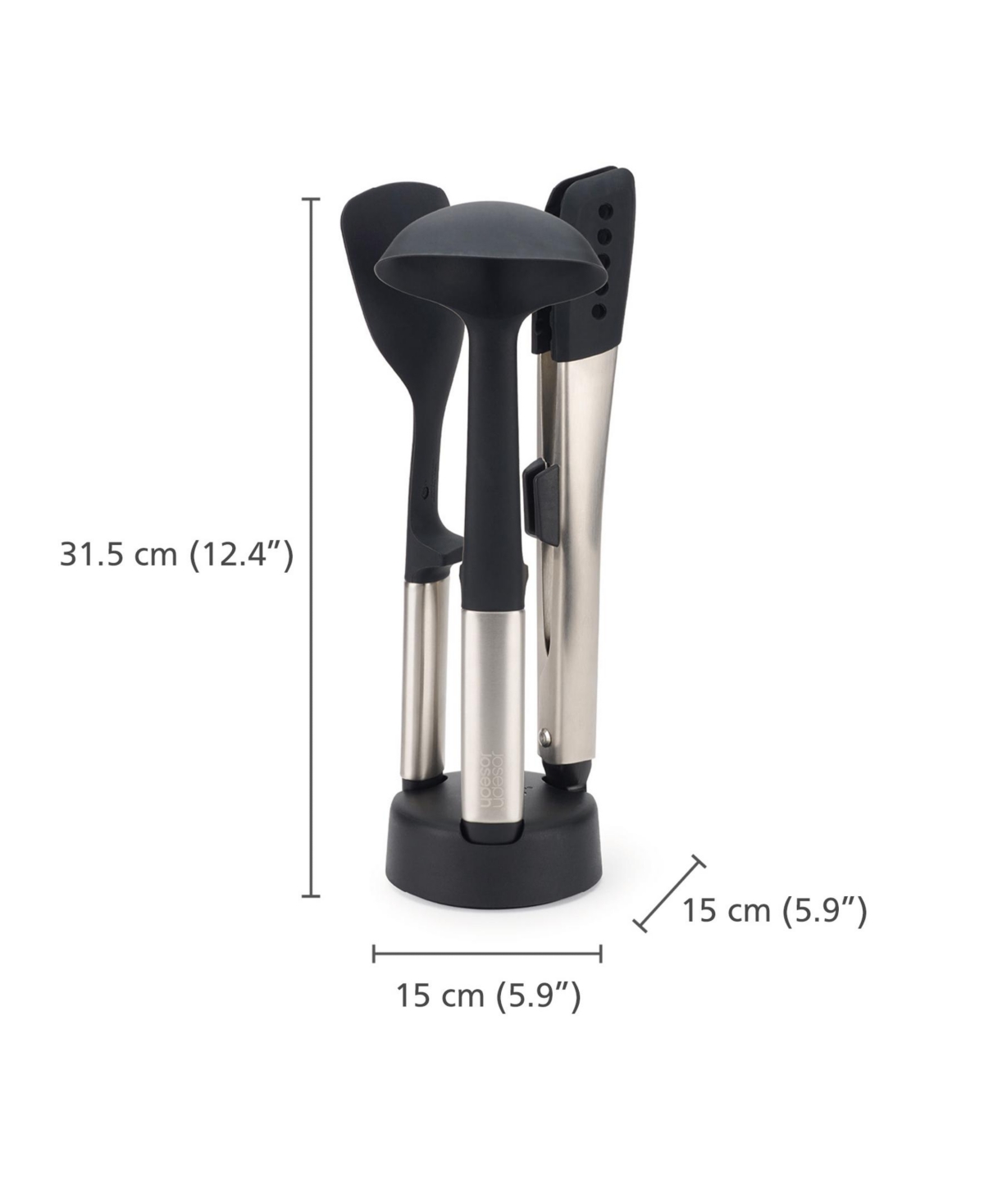 Joseph Joseph Elevate Fusion 5-piece Silicone Utensil Set With Storage Stand In Gray