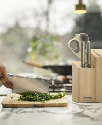 Elevate Fusion 5-Piece Knife, Cleaver and Scissor Set with Beechwood Block