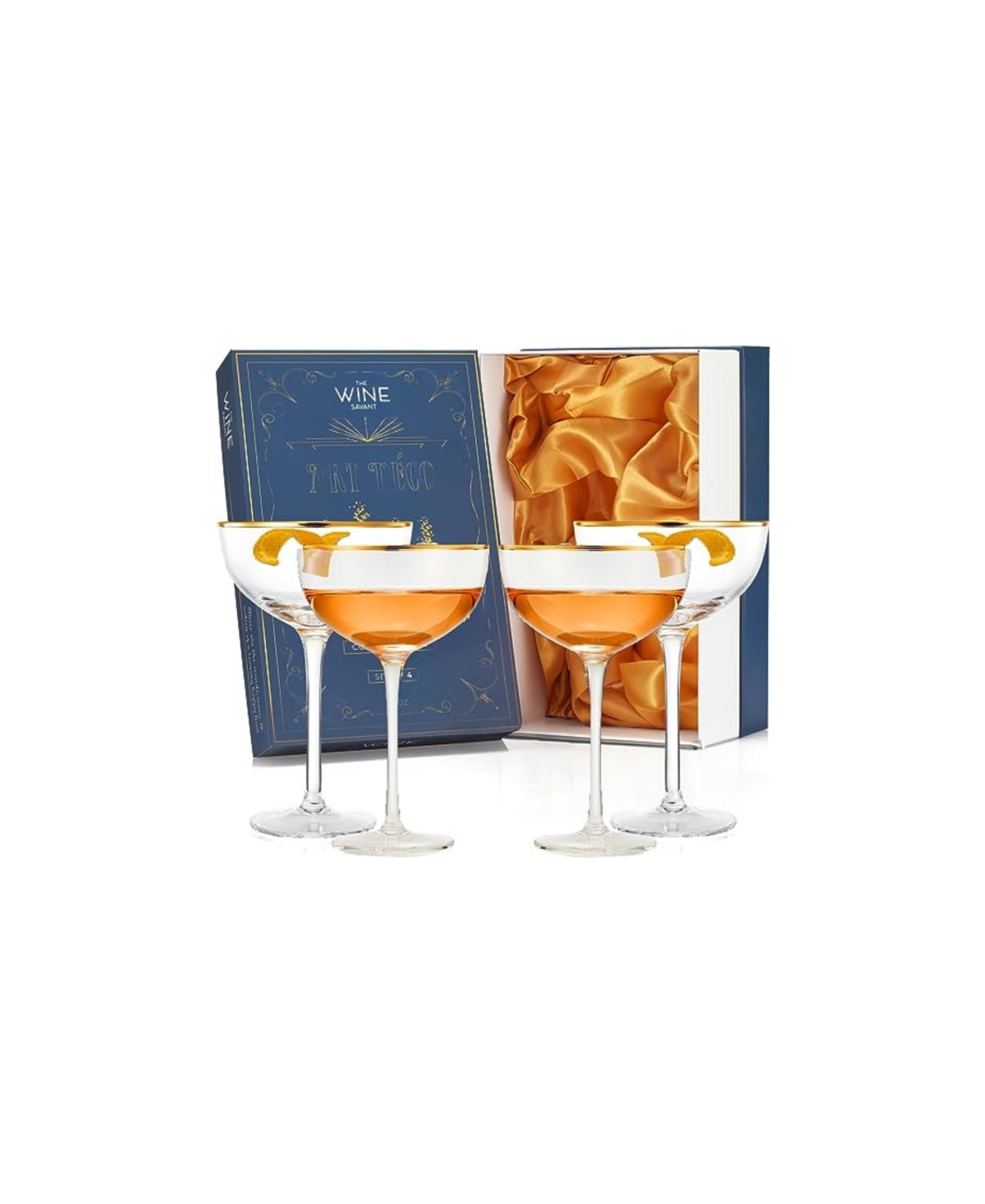 The Wine Savant Gold Rim Coupe Glasses, Set Of 4 In Clear
