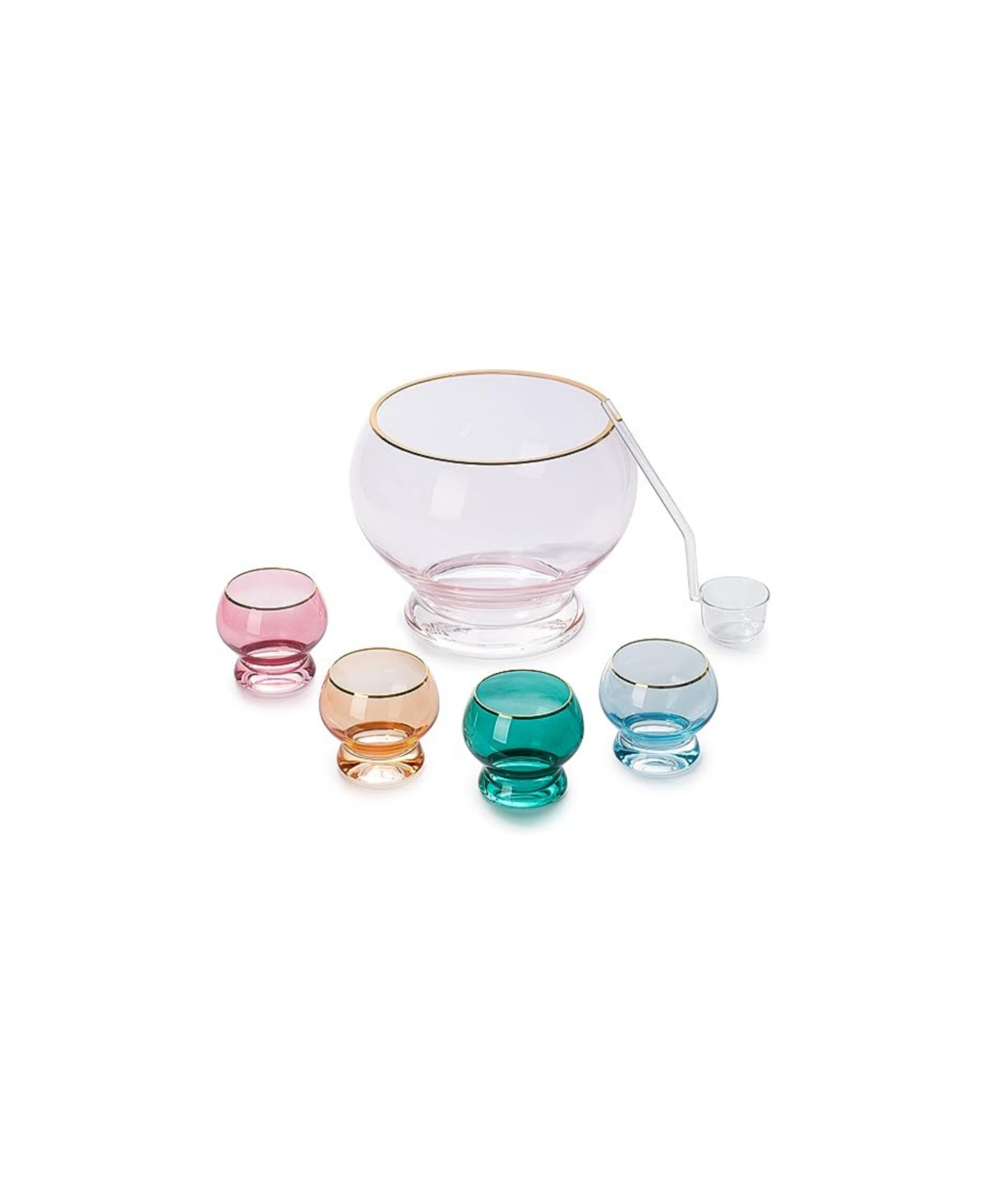 The Wine Savant Colorful Punch Bowl & Glasses Set, 6 Piece Set In Multicolor