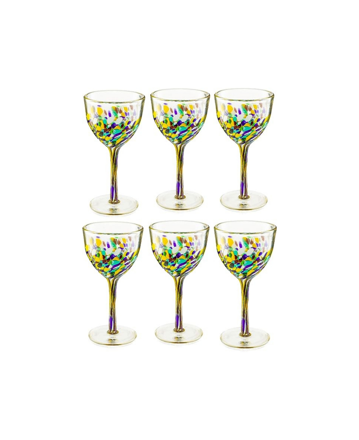 The Wine Savant Recycled Hand Blown Mexican Wine Glasses, Set Of 6 8 In Multicolor