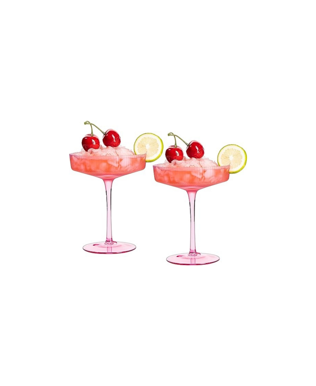 Shop The Wine Savant Ribbed Coupe Cocktail Glasses, Set Of 2 In Rose