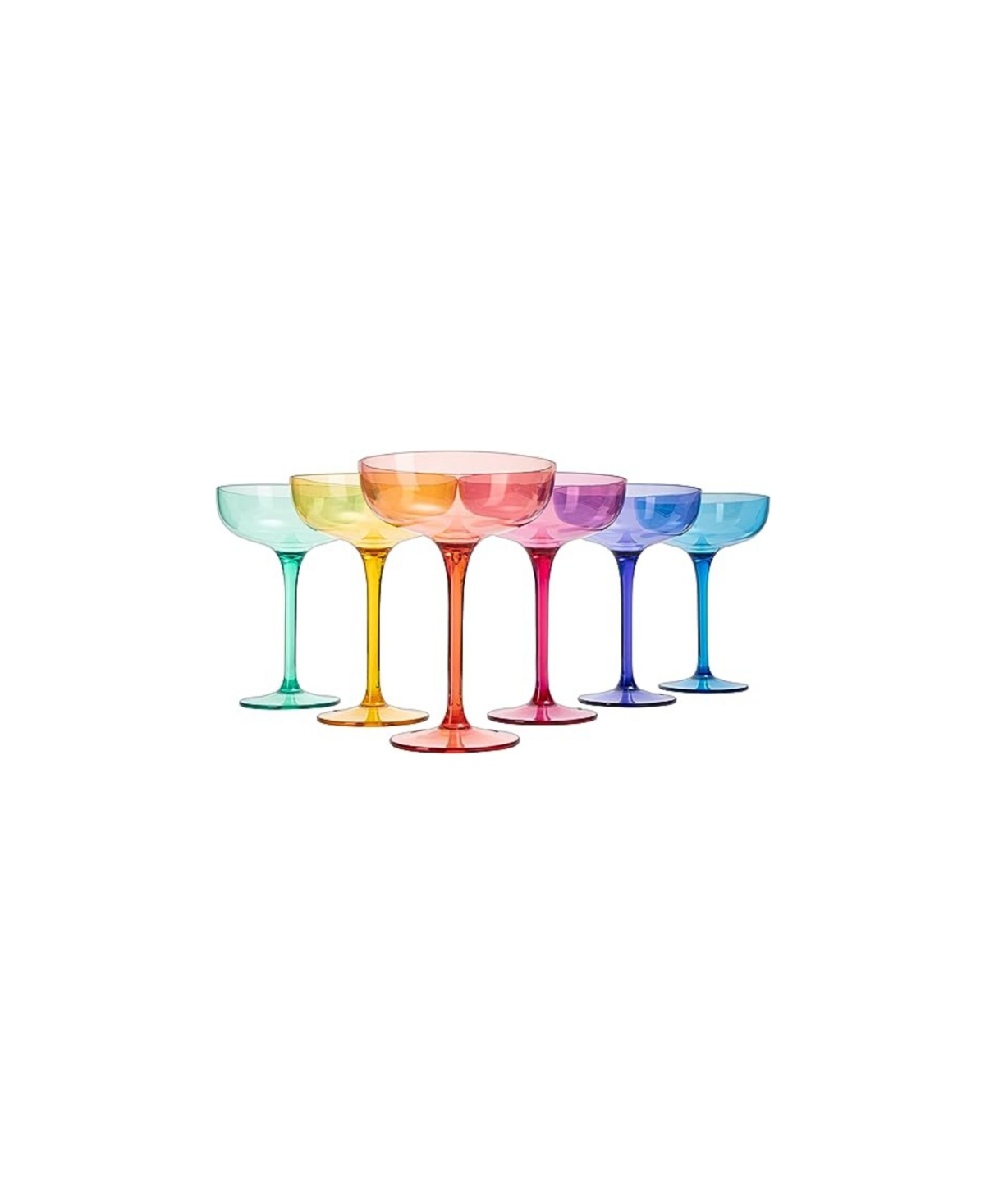 The Wine Savant Glass European Style Martini Crystal Acrylic Glasses, Set Of 6 In Multicolor