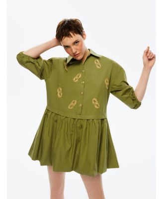 Women's Embroidered Balloon Sleeve Dress