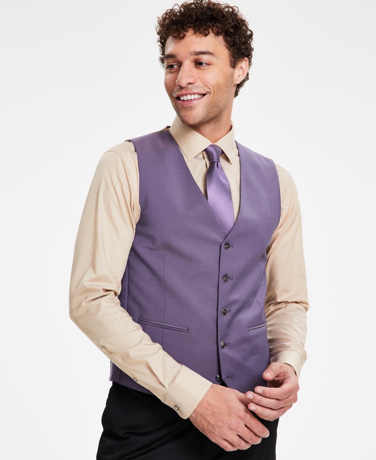 Men's Classic Fit Solid Suit Vest - Lavender