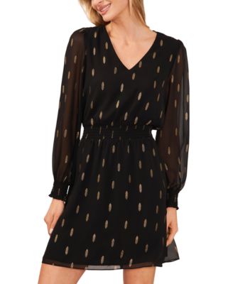 Petite Metallic Print Fit & Flare Dress