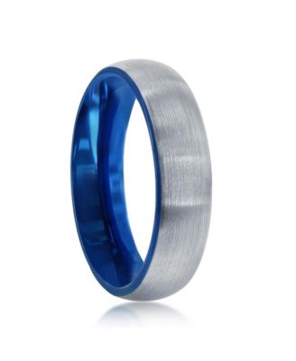 Blue & Silver 6mm Tungsten Ring
