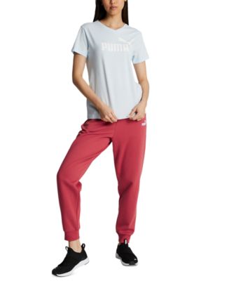Puma Women's Fleece Pockets High-Waisted Logo Jogger Pants Tan Ivory Small  NWT