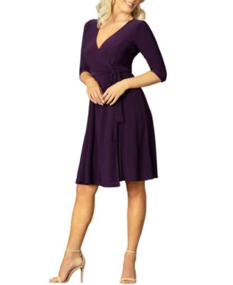 Women's Essential Wrap Dress with 3/4 Sleeves