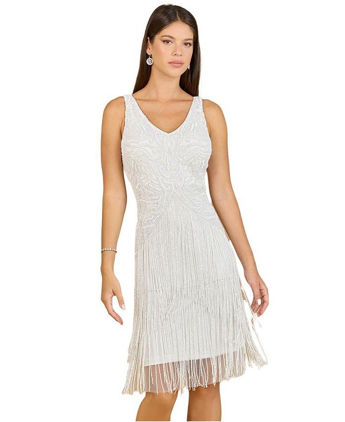 Beaded Cocktail Dress with Fringe