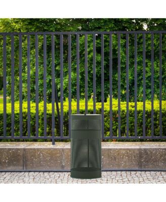 Kirk 11.5 Gallon Stainless Steel Outdoor Trash Can With Lid, Freestanding Or Mountable Design, 20 Trash Bags Included